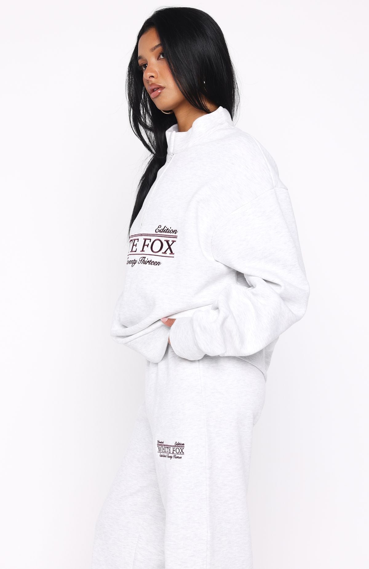 Standing My Ground Zip Front Sweater Grey Marle