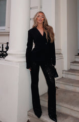 Moonlit Vows Beaded Pants Black
