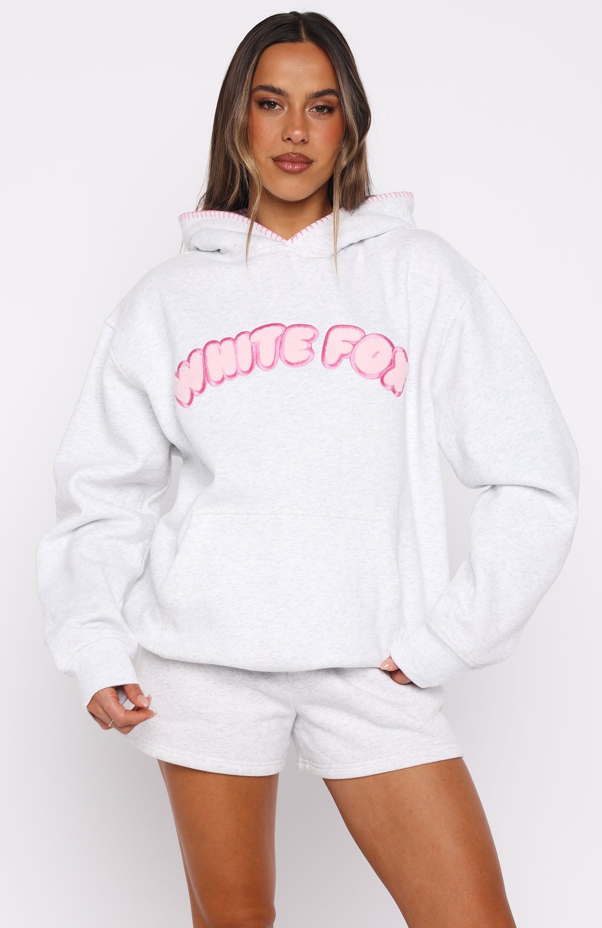 Vol. 1 Front Graphic Oversized Hoodie Grey Marle
