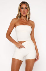 Discipline Strapless Crop Cream